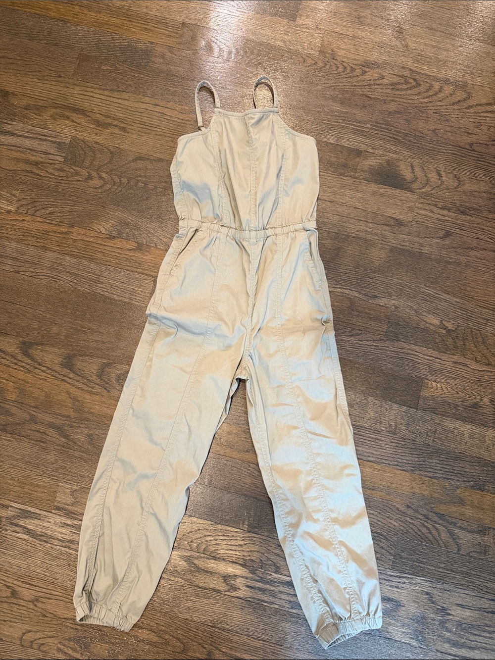 Girls Abercrombie olive green Utility Jumpsuit with Elastic Waist size 7/8